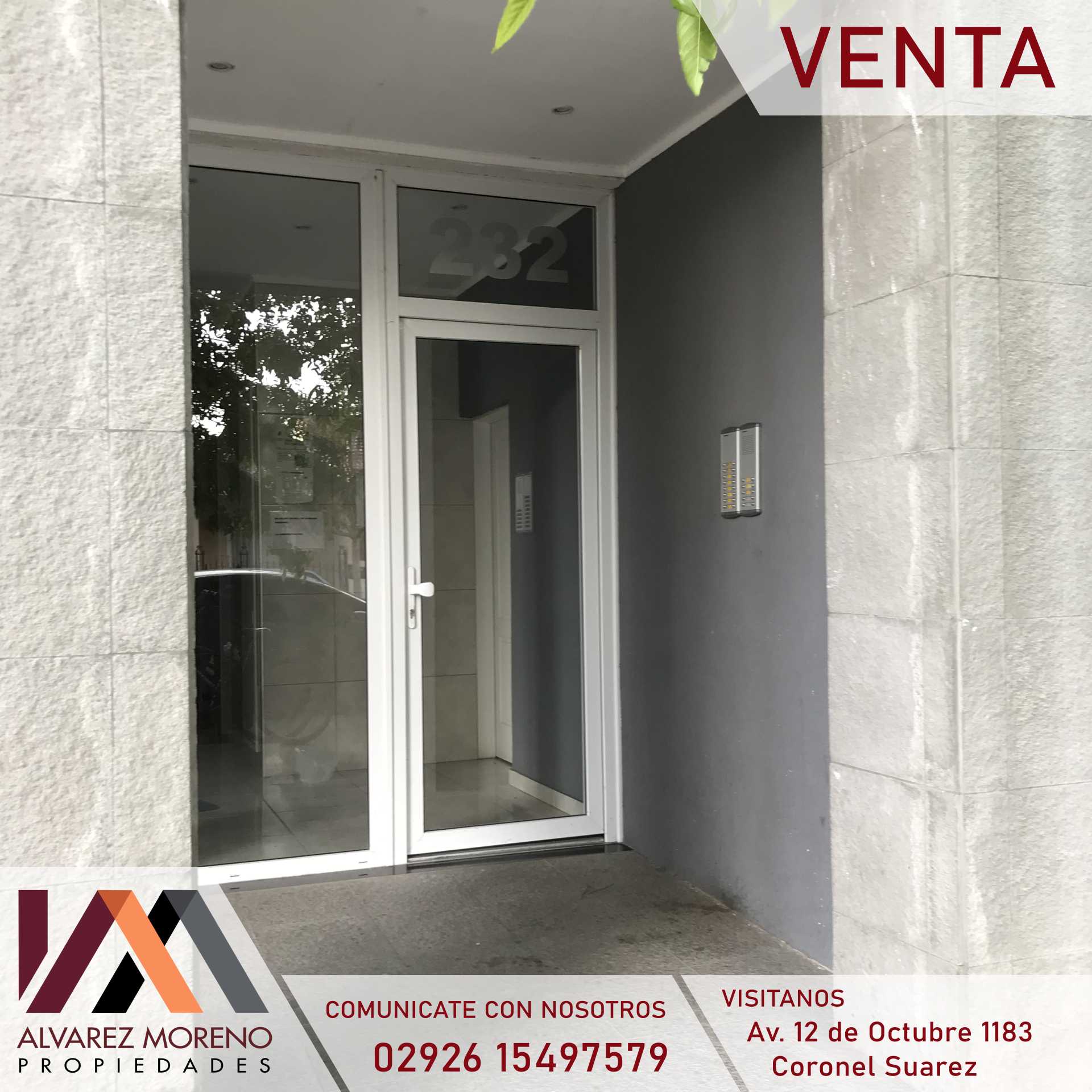 Alvarez Moreno Propiedades - Brinda asesoramiento y soluciones a nuestros clientes en lo que se refiera al mercado inmobiliario. Ventas, tasaciones, alquileres de todo tipo de propiedadesRESEVADO!!   Depto calle Alem 232- Coronel Suáre